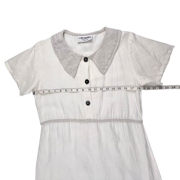 Vintage Alywear Dress Small Cottagecore Linen Maxi Button Front Peter Pan Collar - Picture 7 of 14